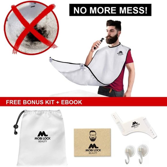Waterproof Mens Facial Hair Beard Apron Care Shaving Cape Bib Trimmings … - Picture 5 of 6